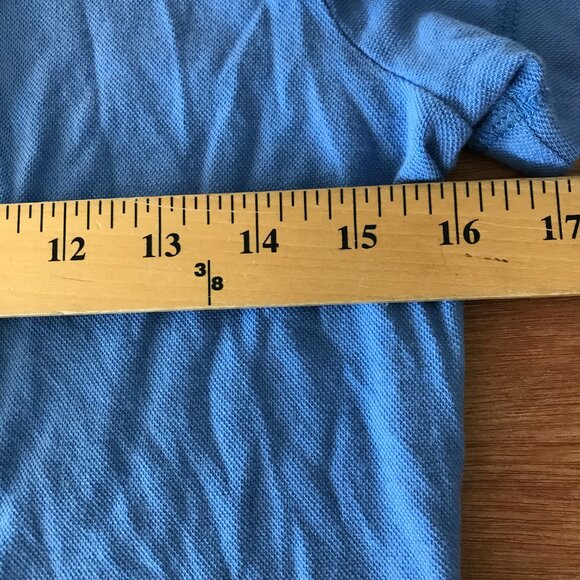 Tory Burch Lidia Ruffle Polo Shirt Women S Blue 1/4 Button Up Short Sleeve 18060 - Picture 8 of 13